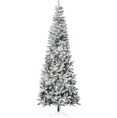 Artificial Christmas Tree,Snow-Flocked Slim Pine Artificial Christmas Tree with Realistic Branches and 1084 Tips