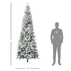 Artificial Christmas Tree,Snow-Flocked Slim Pine Artificial Christmas Tree with Realistic Branches and 1084 Tips