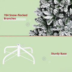 Artificial Christmas Tree,Snow-Flocked Slim Pine Artificial Christmas Tree with Realistic Branches and 1084 Tips