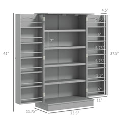 5-Tier Adjustable Storage,Pantry Cabinet,for Kitchen,Door Shelves,Double Doors