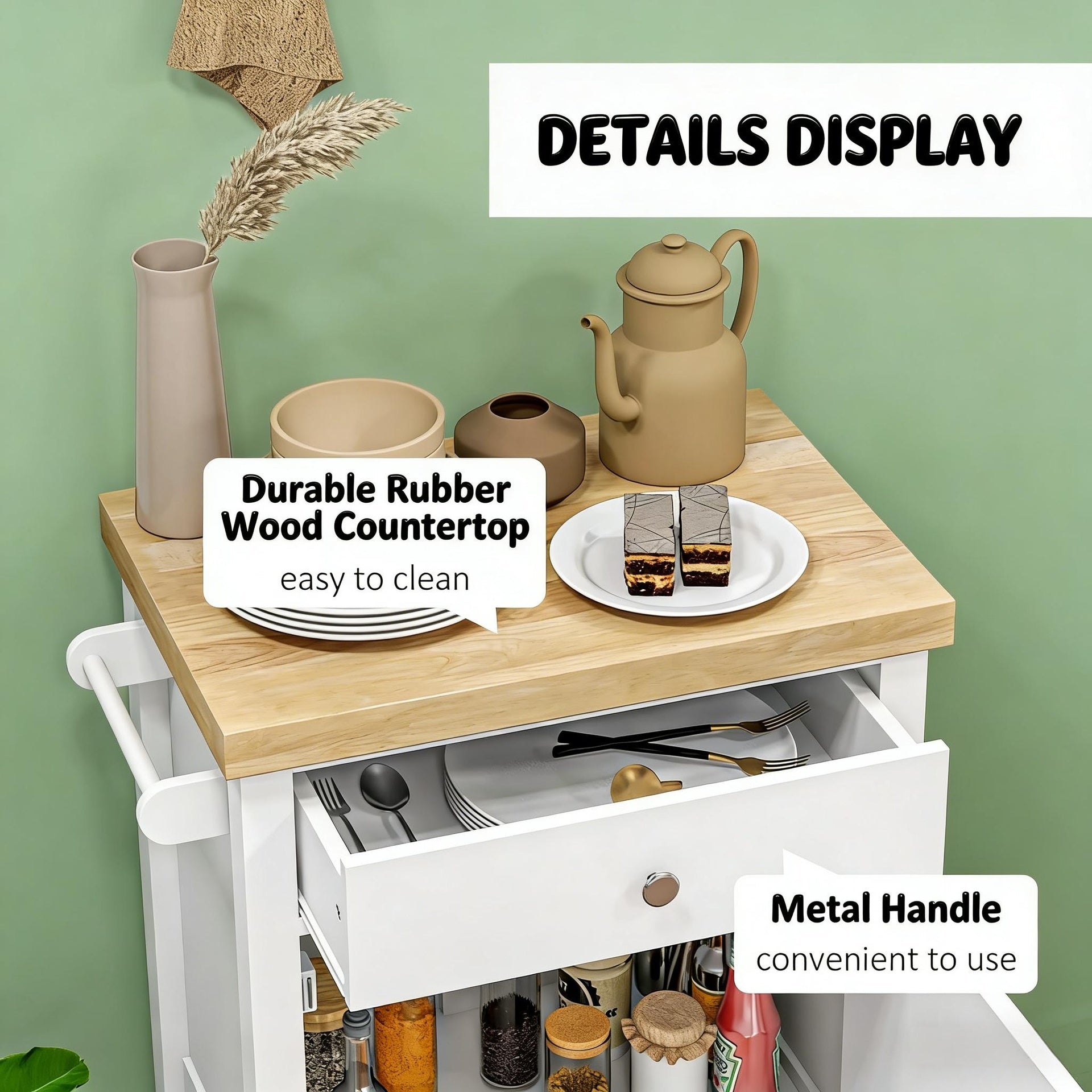 Mobile Kitchen Island,Rolling Kitchen Cart