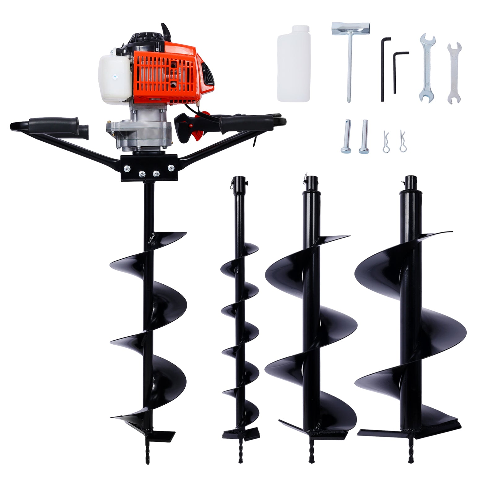 2.7HP Post Hole Digger 63cc two person handle Gas-Powered 2-Stroke Auger Digging Drill Shaft Size 3/4" (Machine Only)EPA COMPLAINT With L4"+L8"+L10"+L12" DRILL BITS