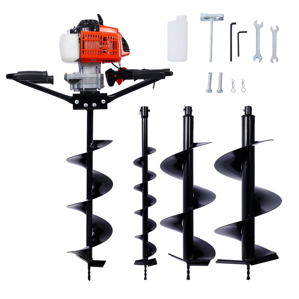 2.7HP Post Hole Digger 63cc two person handle Gas-Powered 2-Stroke Auger Digging Drill Shaft Size 3/4" (Machine Only)EPA COMPLAINT With L4"+L8"+L10"+L12" DRILL BITS