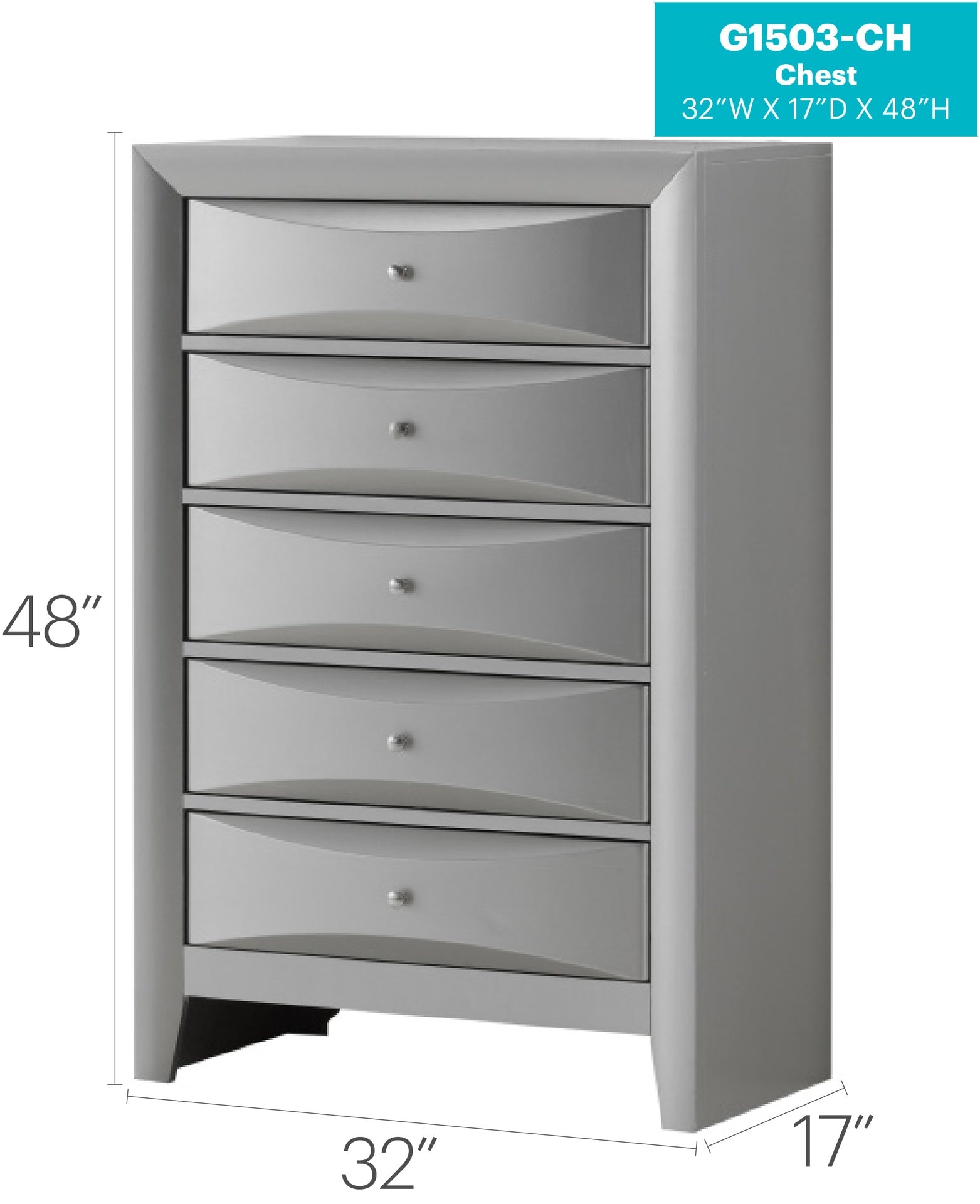 Marilla G1503-CH Chest , Silver Champagne