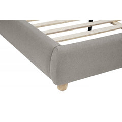 Modern/Contemporary Soft Burlap Fabric Queen Bed, Upholstered 1Pc Bedroom Platform Bed Frame, Light Tan