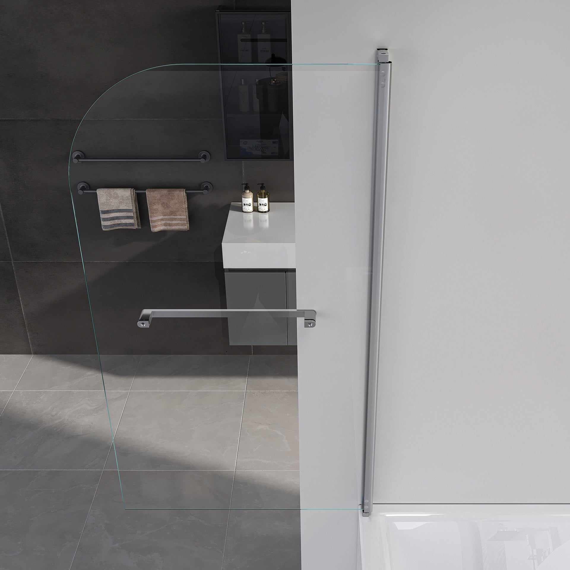 Frameless Folding Shower Doors for Bathtub, 1/4" (6mm) Thick SGCC Tempered Glass Door, Bathroom Pivot Tub Glass Door 31 Inch. L * 55 Inch. H---Brushed Nickel