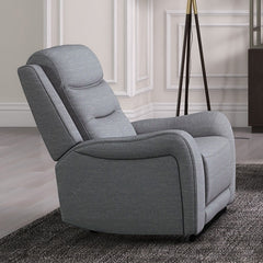 High Density Foam Seat Manual Recliner Modern scroll Arms Welt Trim Wide Seat Transitional Gray Finish Primary Living Room