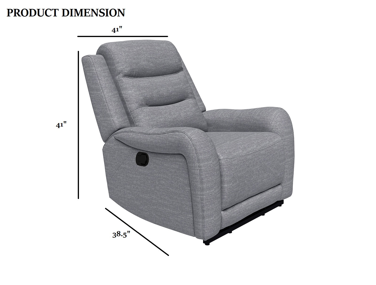 High Density Foam Seat Manual Recliner Modern scroll Arms Welt Trim Wide Seat Transitional Gray Finish Primary Living Room