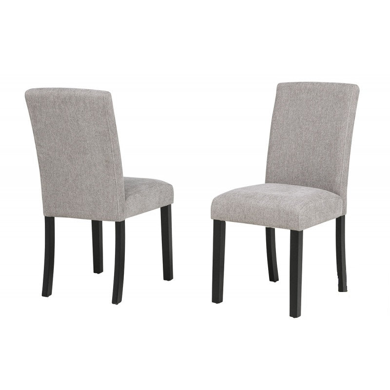 Gray Fabric Upholstered Dining Chair Set of 2 Black Wood Legs Dining Room Kitchen Side Chair Set