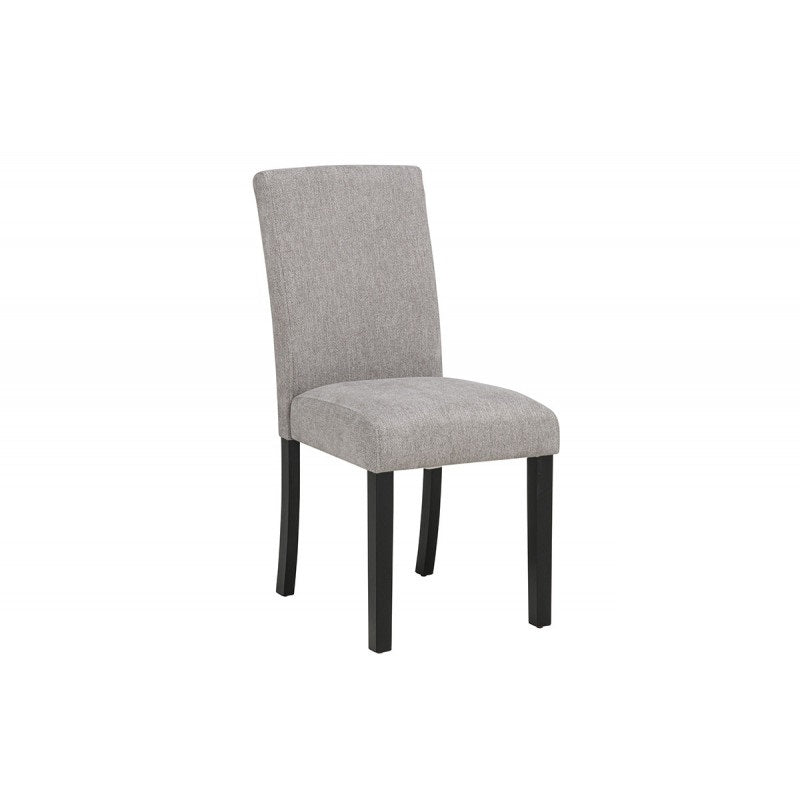 Gray Fabric Upholstered Dining Chair Set of 2 Black Wood Legs Dining Room Kitchen Side Chair Set