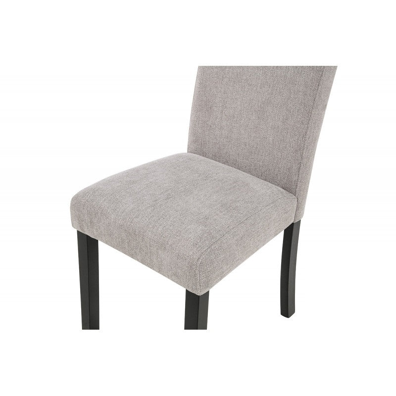 Gray Fabric Upholstered Dining Chair Set of 2 Black Wood Legs Dining Room Kitchen Side Chair Set
