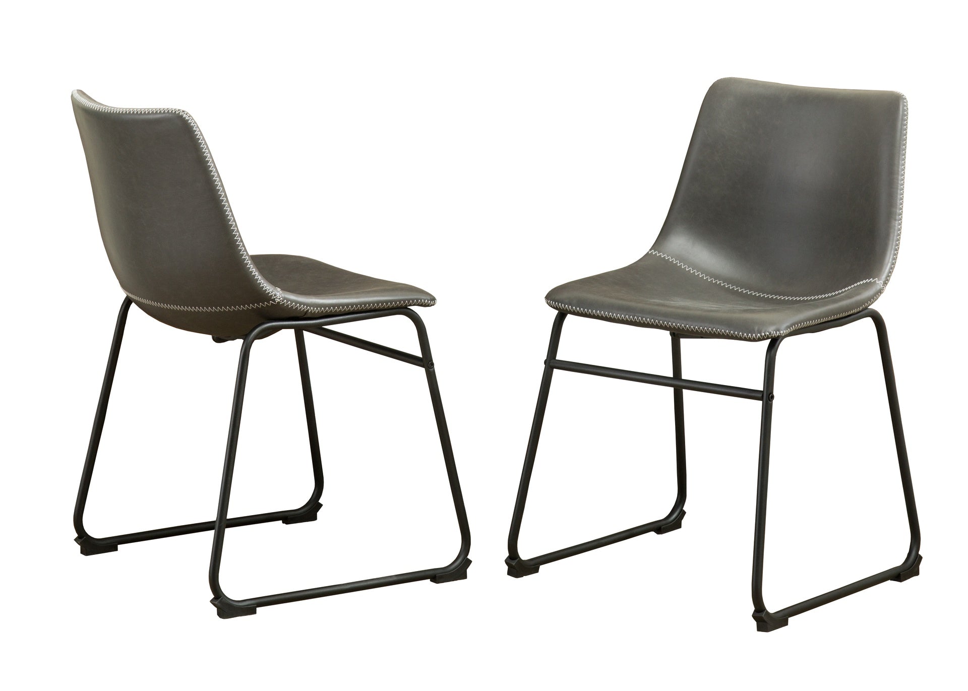 Lotusville 7-Piece Antique Black Finish Wood Dining Table with 6 Gray Faux Leather Chairs Set