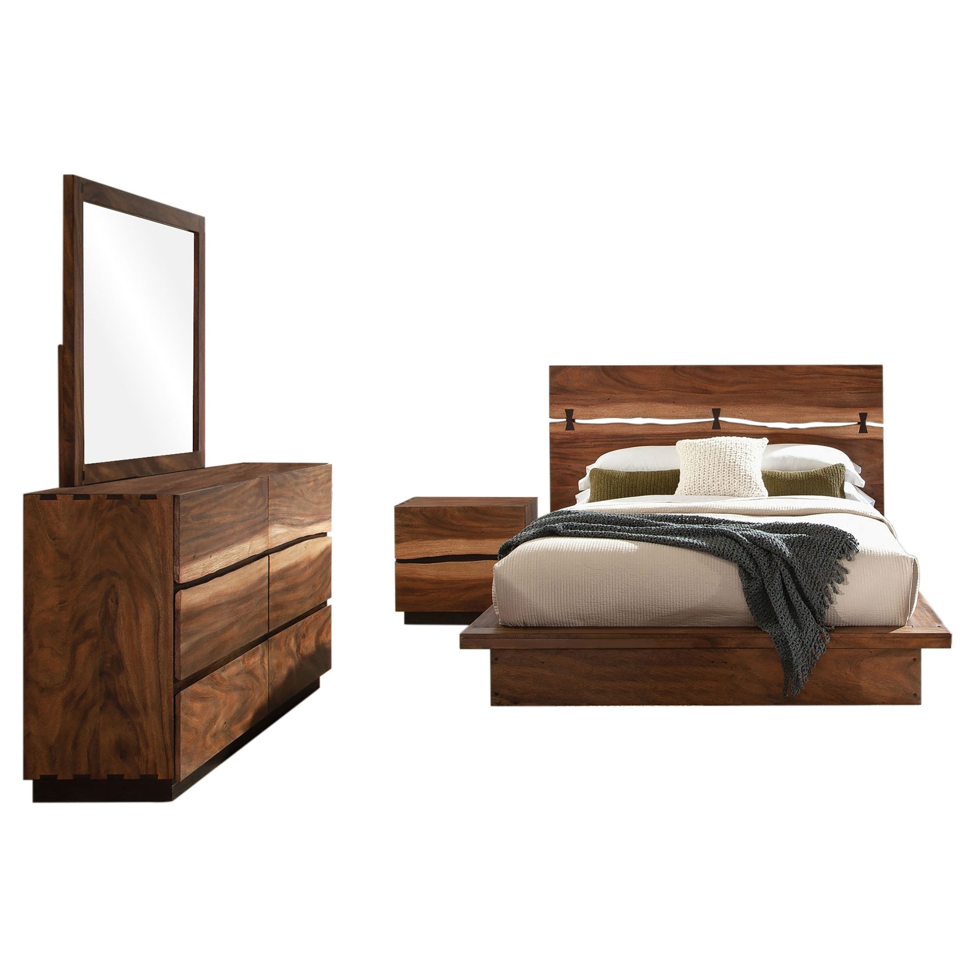 Beverly Smokey Walnut 4-piece Eastern King Bedroom Set