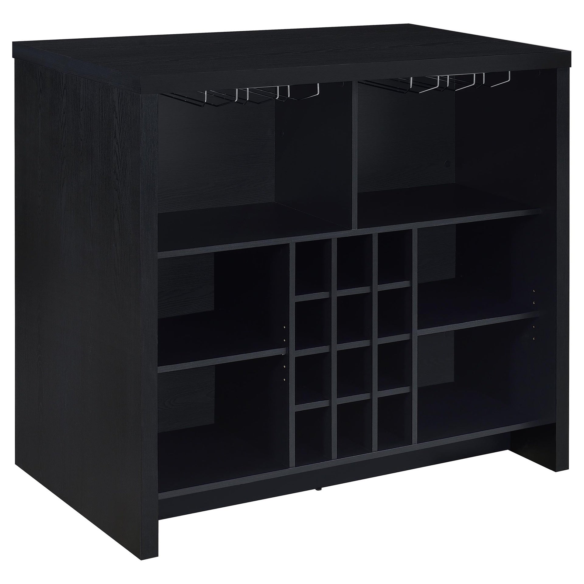 Irving Black Freestanding Home Bar with Open Storage