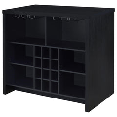 Irving Black Freestanding Home Bar with Open Storage