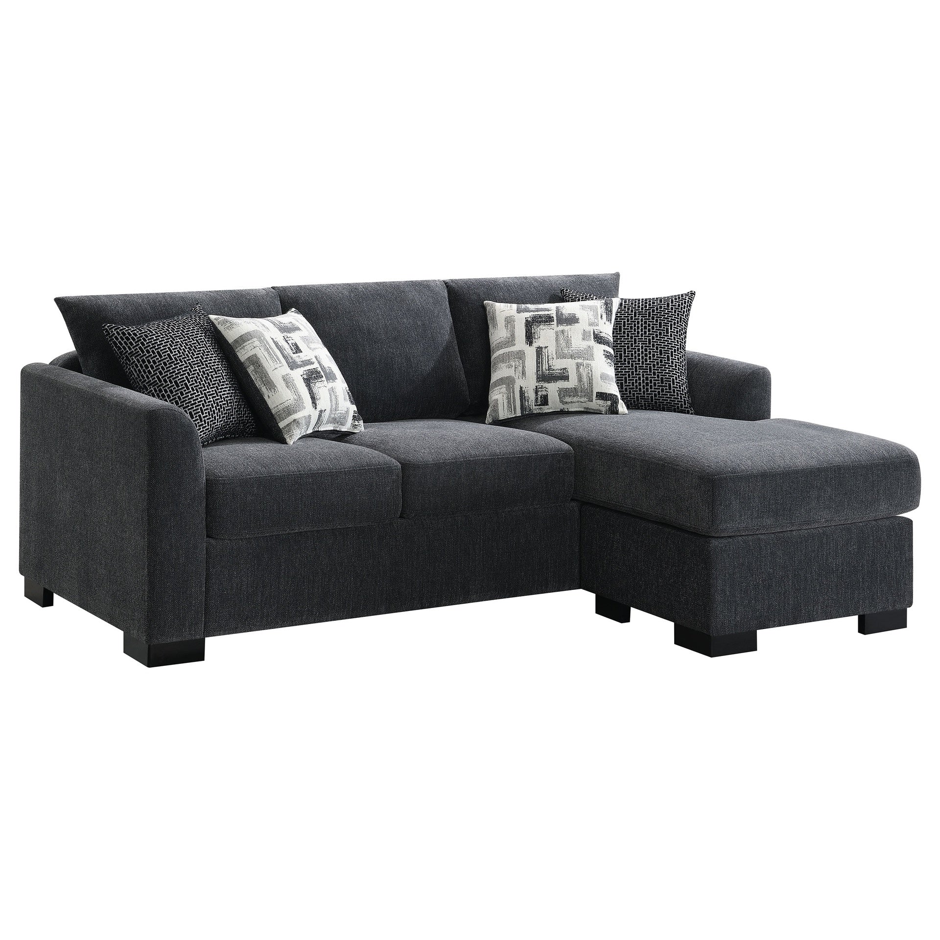 Pacheco Dark Grey Upholstered Sleeper Sectional Chaise Sofa