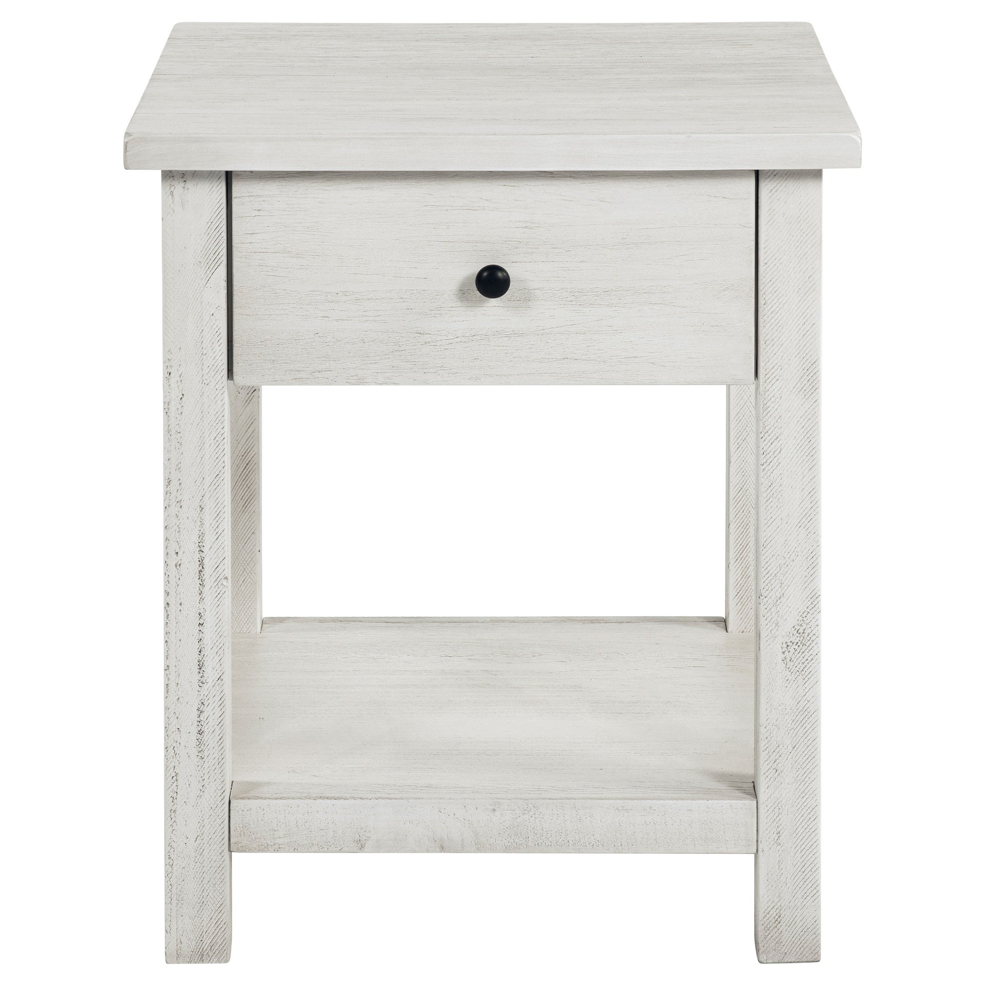 Castleton Distressed White 1-drawer Wood End Table with Shelf