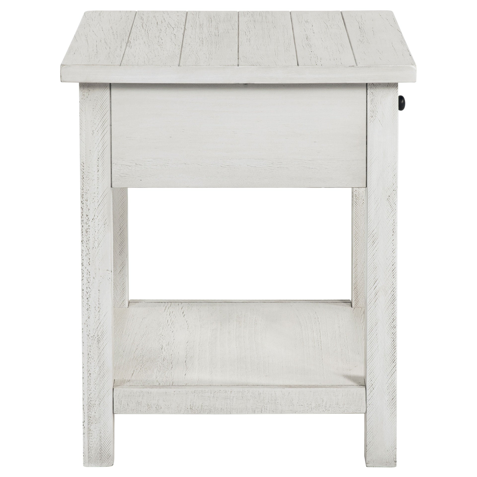 Castleton Distressed White 1-drawer Wood End Table with Shelf