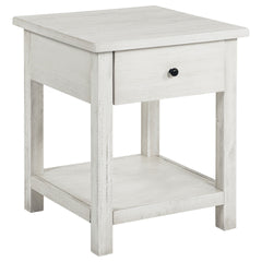Castleton Distressed White 1-drawer Wood End Table with Shelf