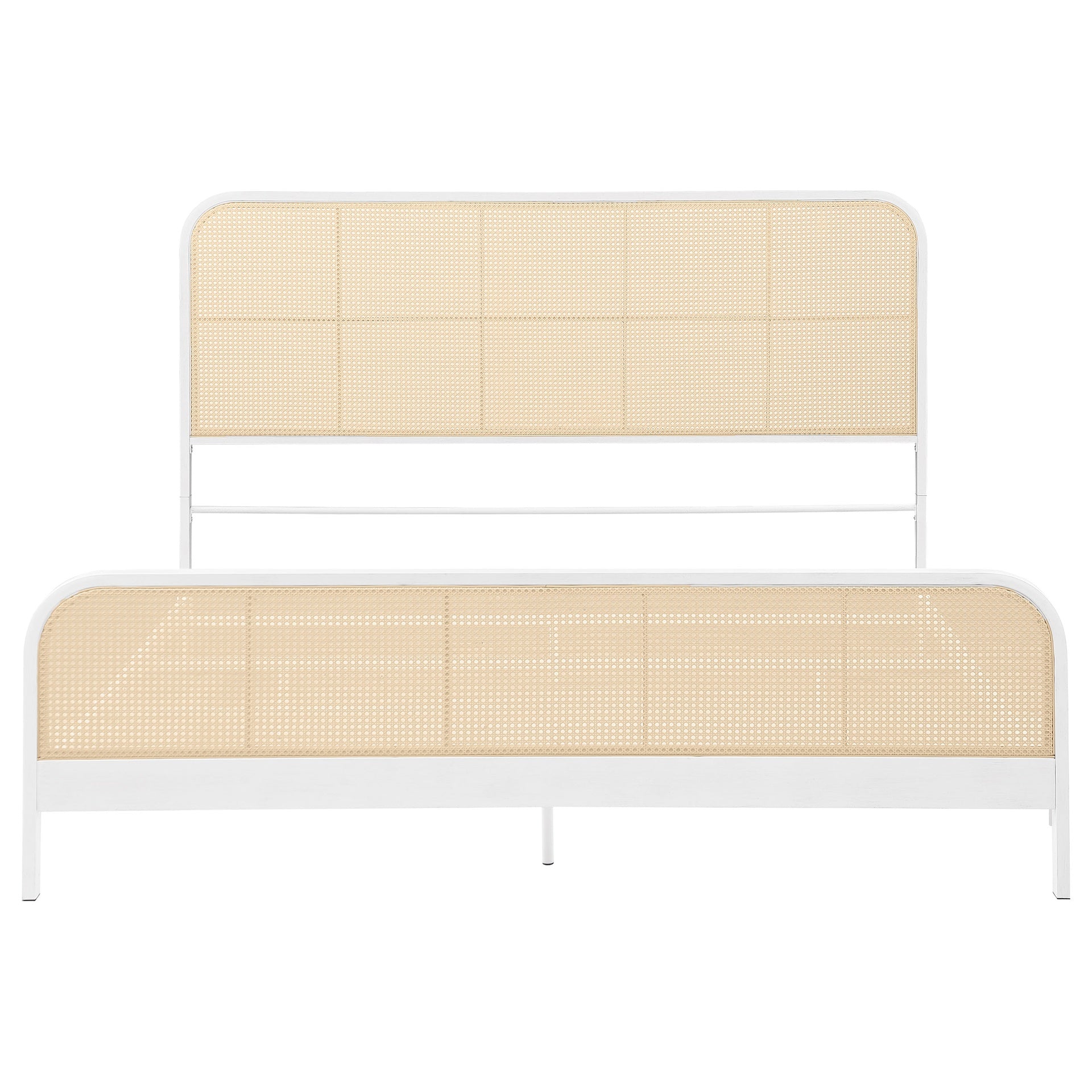 Randall White Open Cane Webbing Metal Eastern King Bed