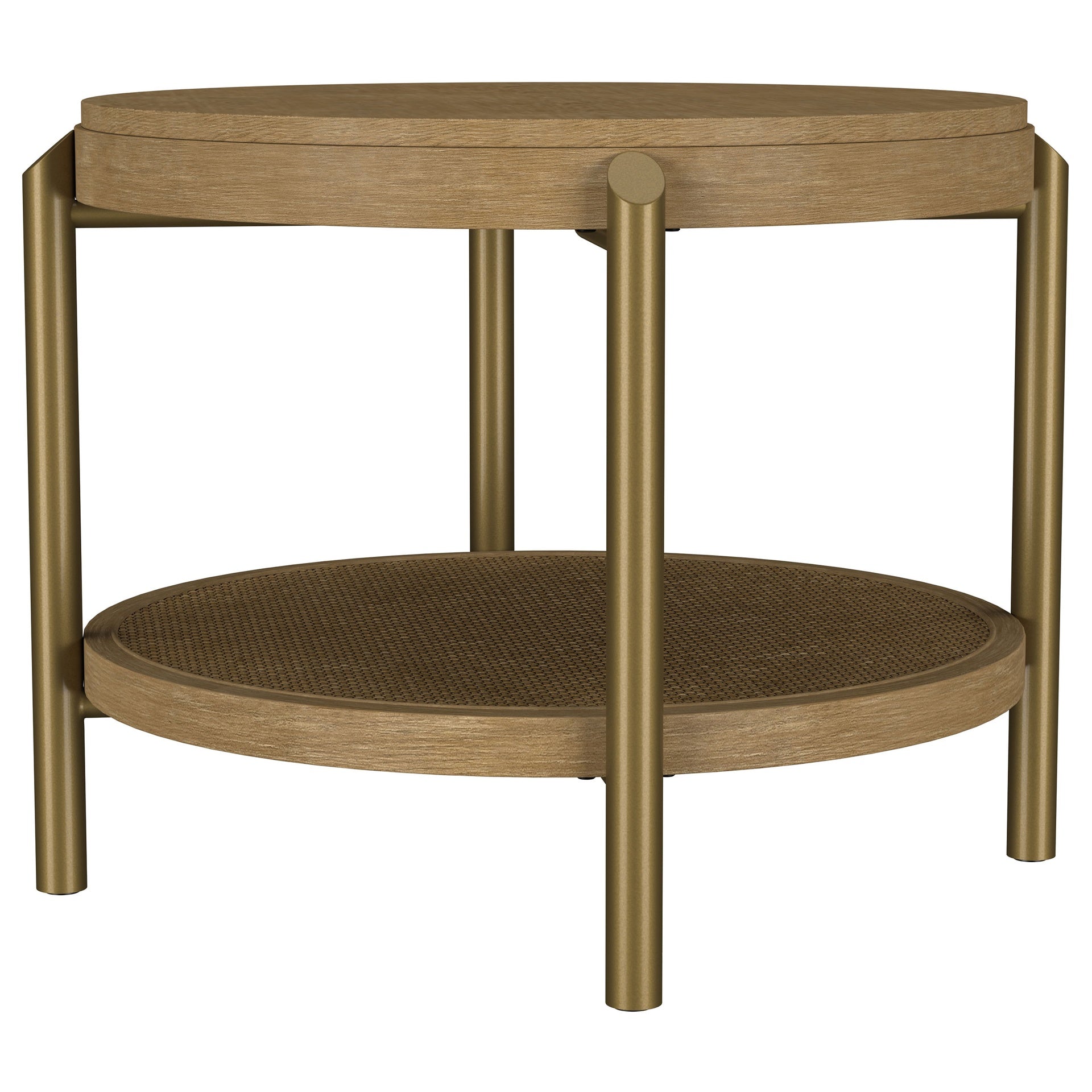 Benson Sand Wash Round End Table with Storage Shelf