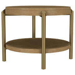 Benson Sand Wash Round End Table with Storage Shelf
