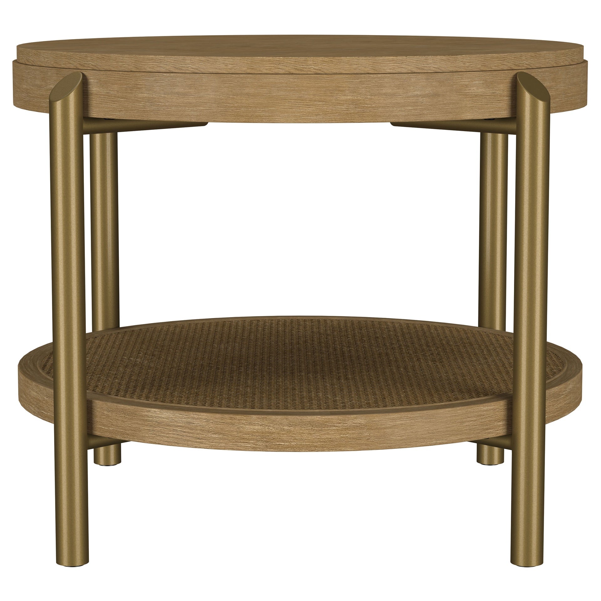 Benson Sand Wash Round End Table with Storage Shelf