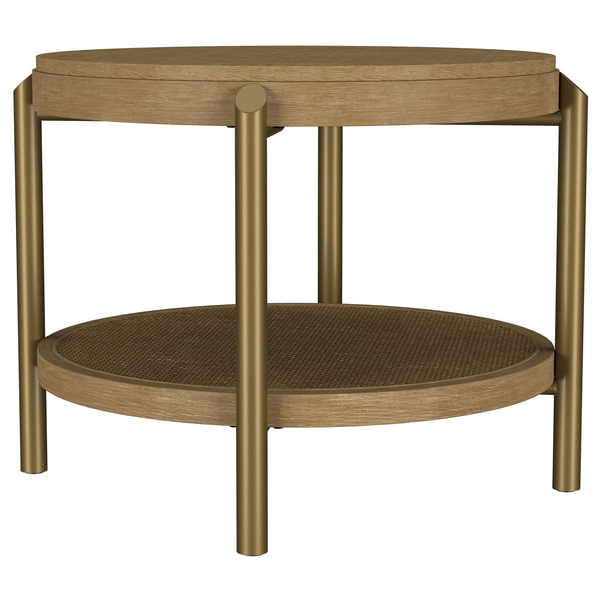 Benson Sand Wash Round End Table with Storage Shelf