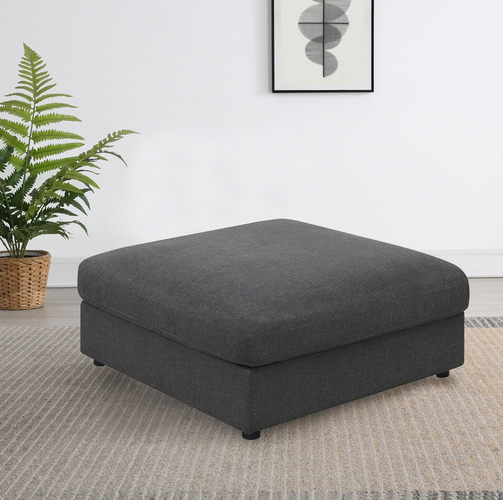 Duncan Charcoal Square Upholstered Ottoman