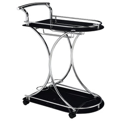 Allen Black and Chrome 2-Tier Glass Shelf Metal Bar Cart