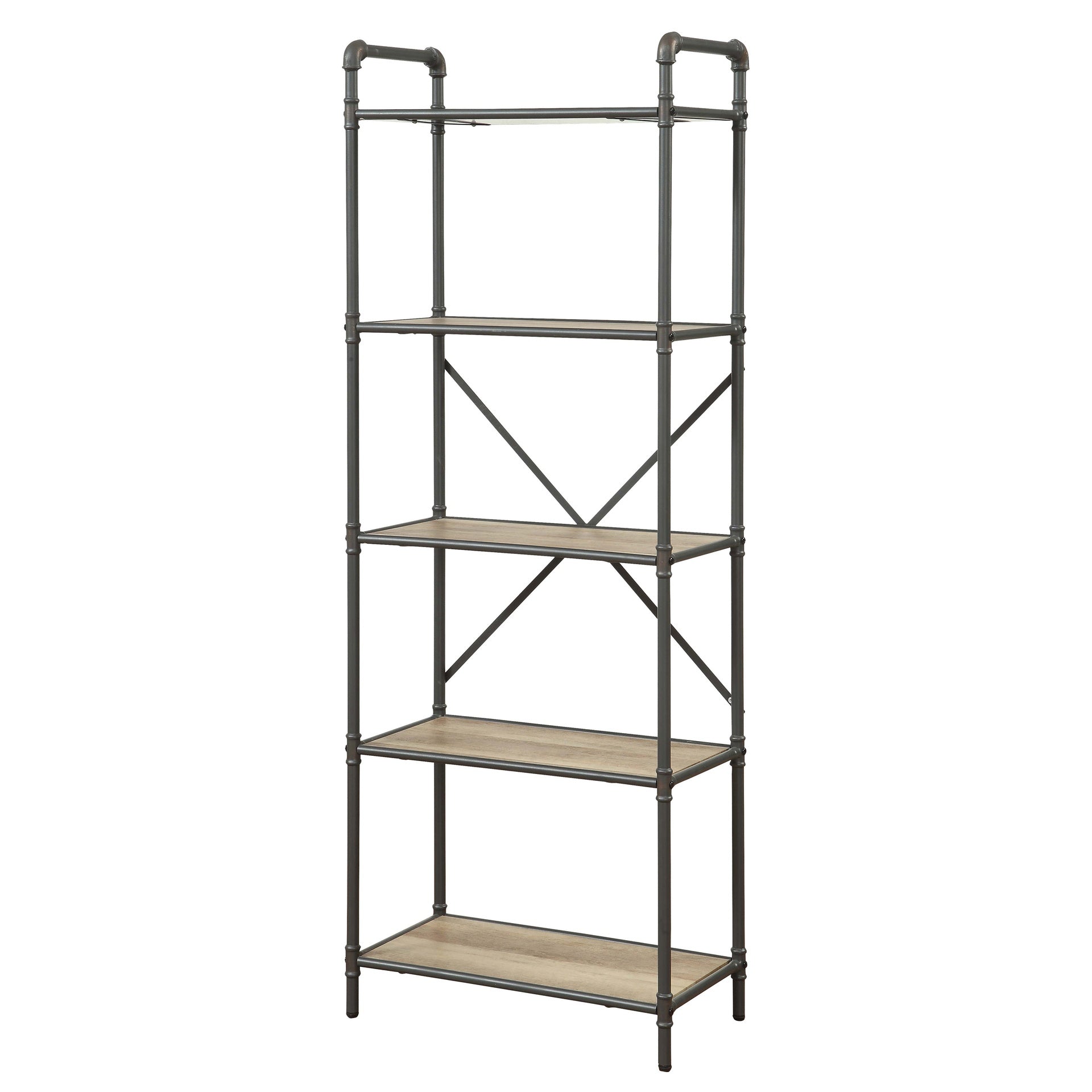 Antique Oak and Sandy Grey 5-tier Bookcase