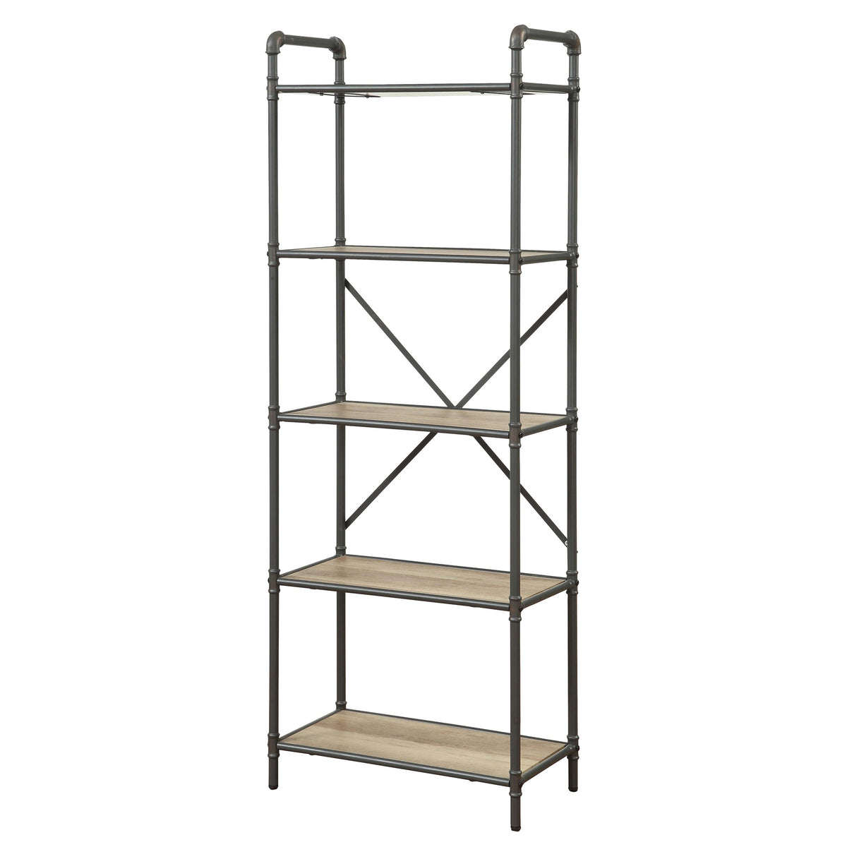 Antique Oak and Sandy Grey 5-tier Bookcase