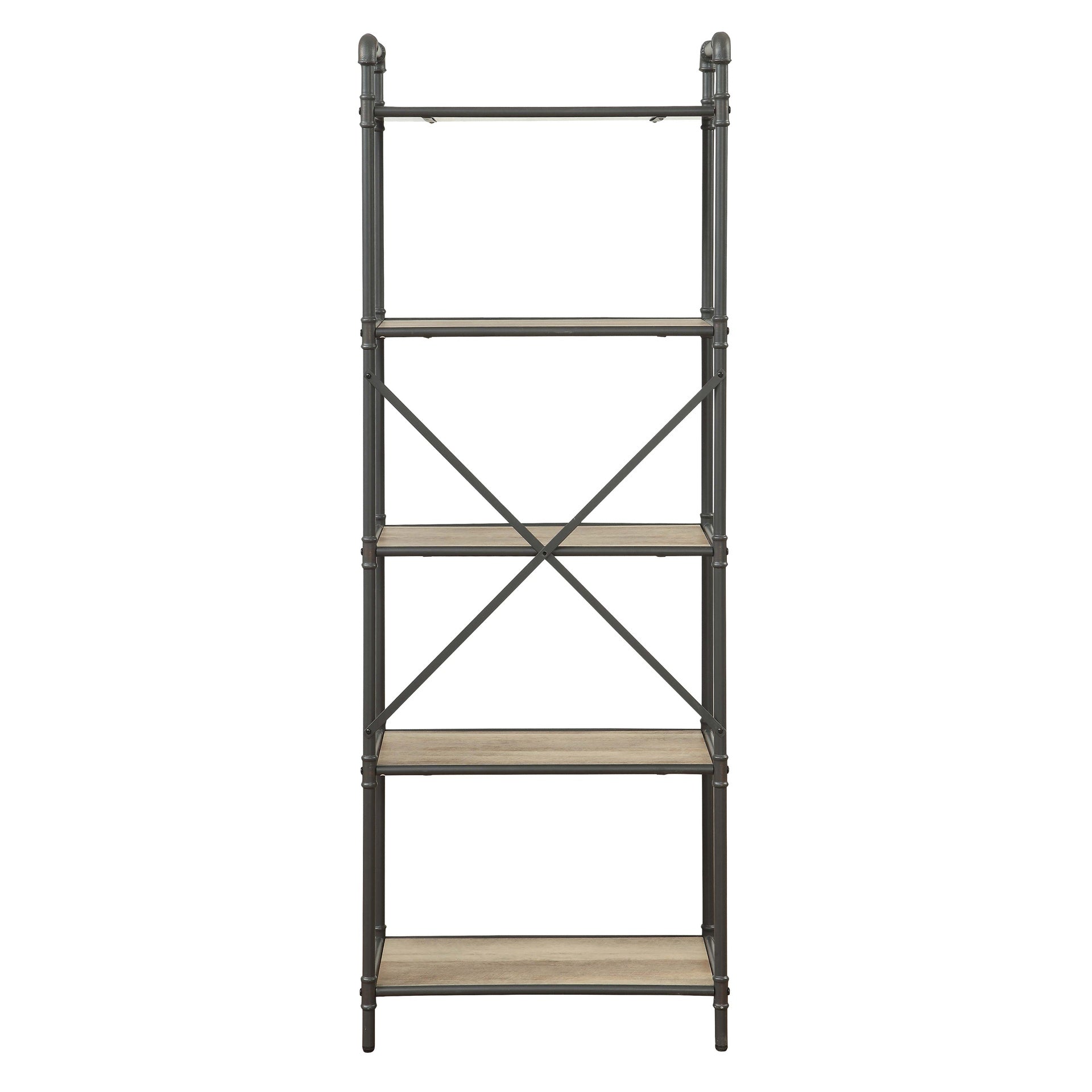 Antique Oak and Sandy Grey 5-tier Bookcase