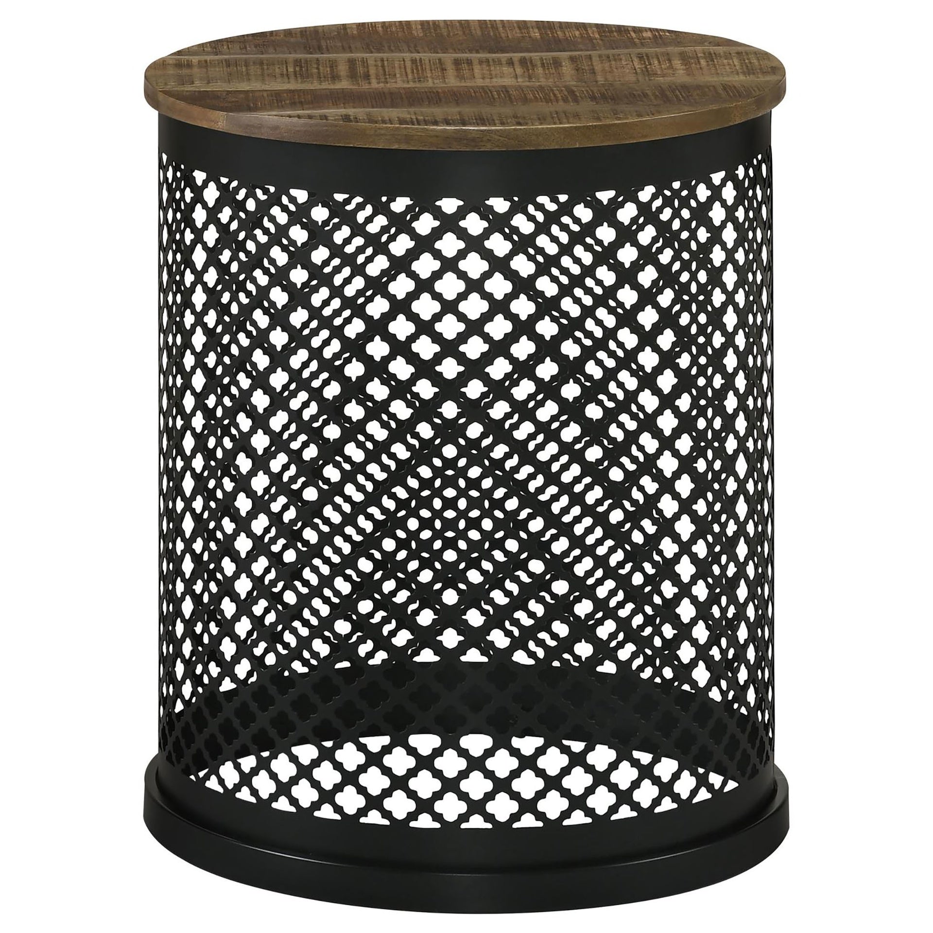 Natural and Black Drum Base Accent Table