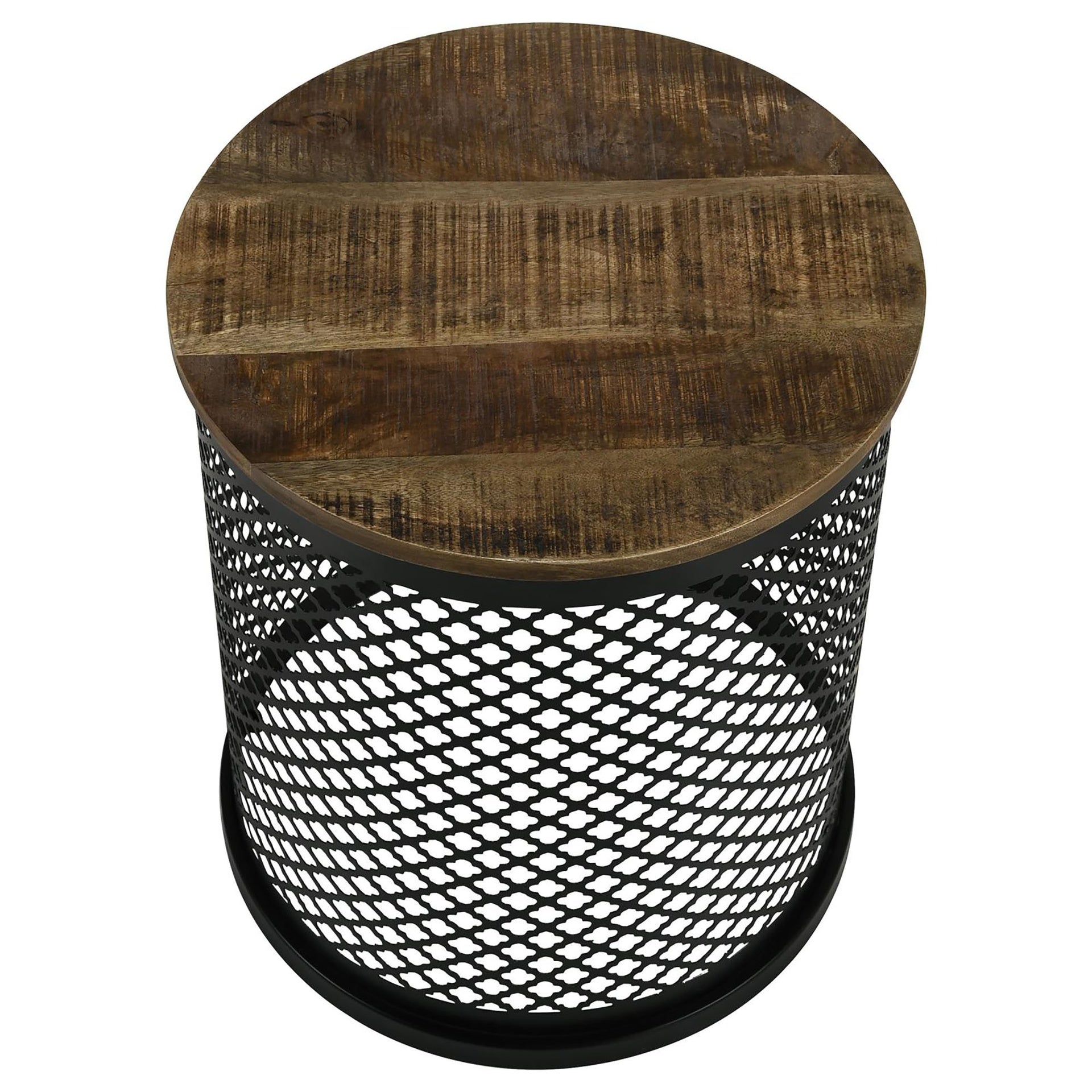 Natural and Black Drum Base Accent Table