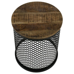 Natural and Black Drum Base Accent Table