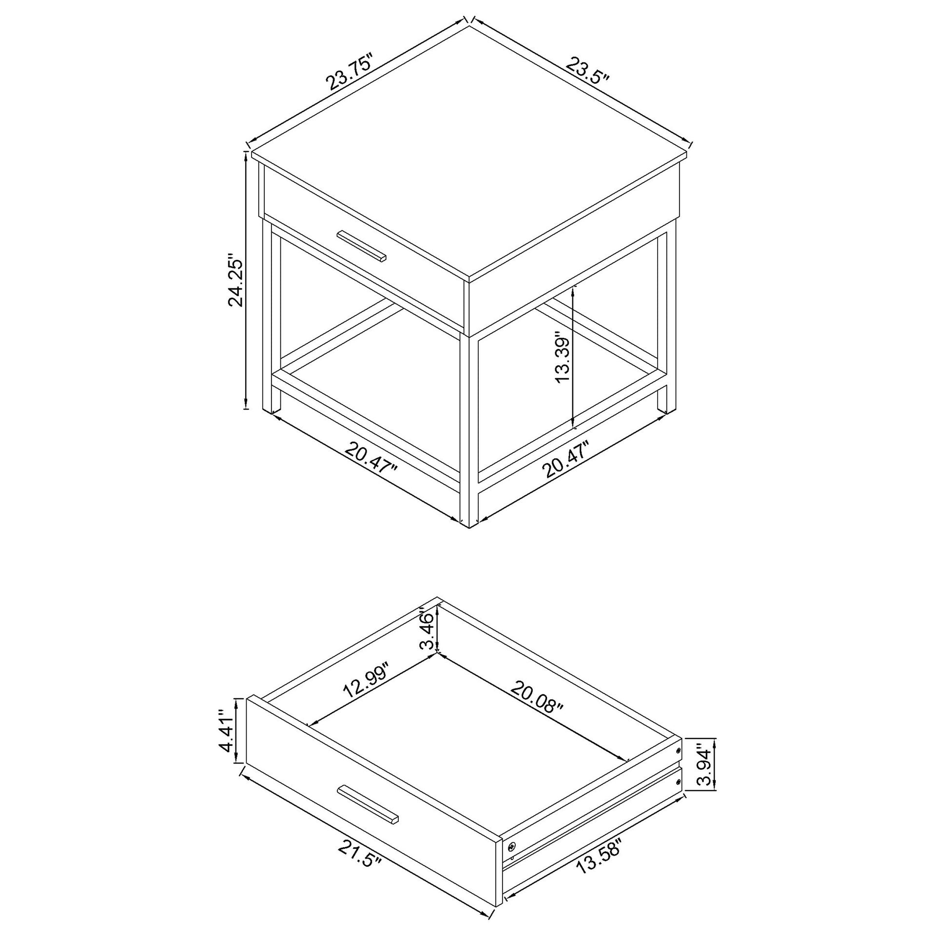 Brown Oak and Sandy Black Square End Table