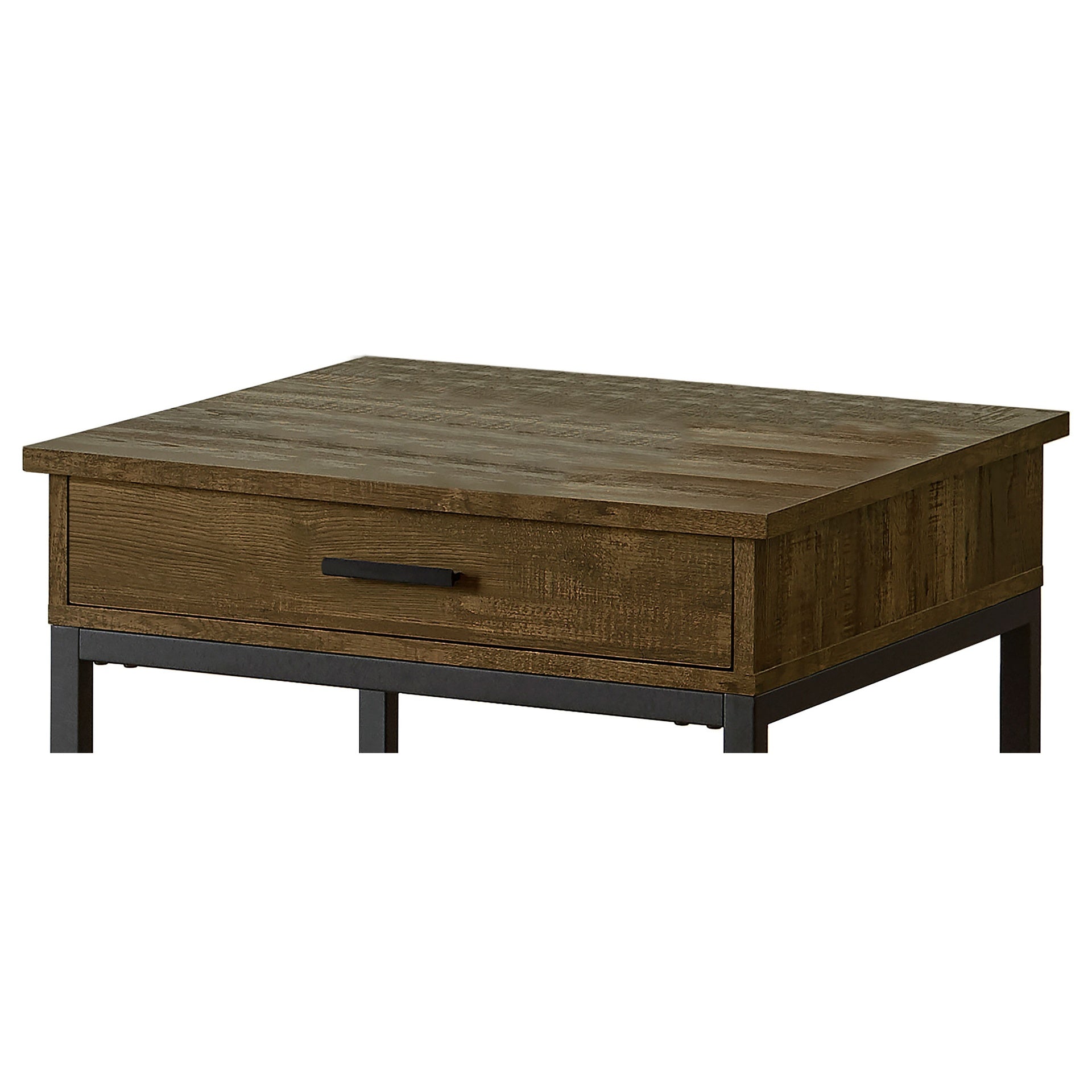 Brown Oak and Sandy Black Square End Table