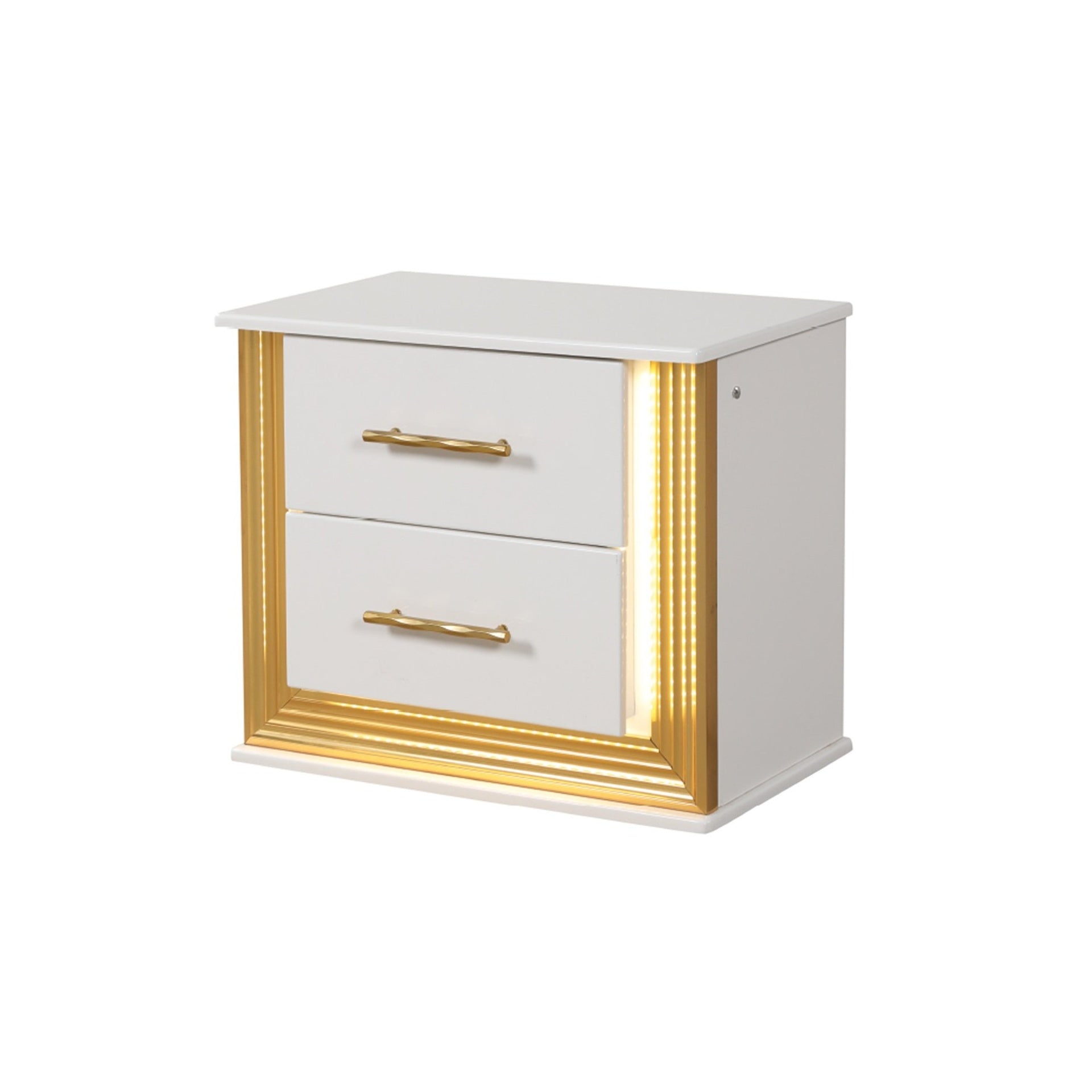 Obsession Contemporary Style 2-Drawer Nightstand Made with Wood & Gold Finish  same as B009P152663 (CA inventory)