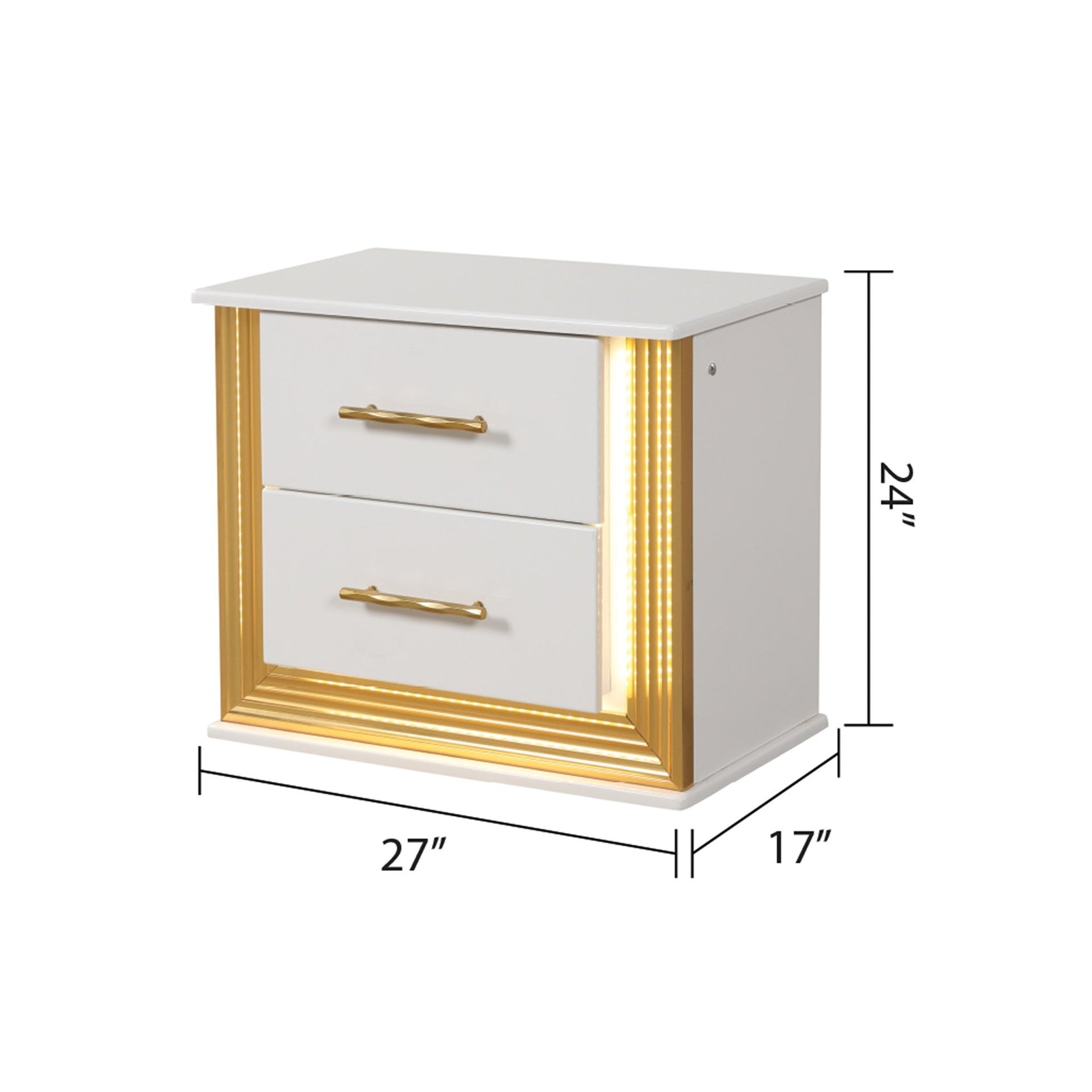 Obsession Contemporary Style 2-Drawer Nightstand Made with Wood & Gold Finish  same as B009P152663 (CA inventory)