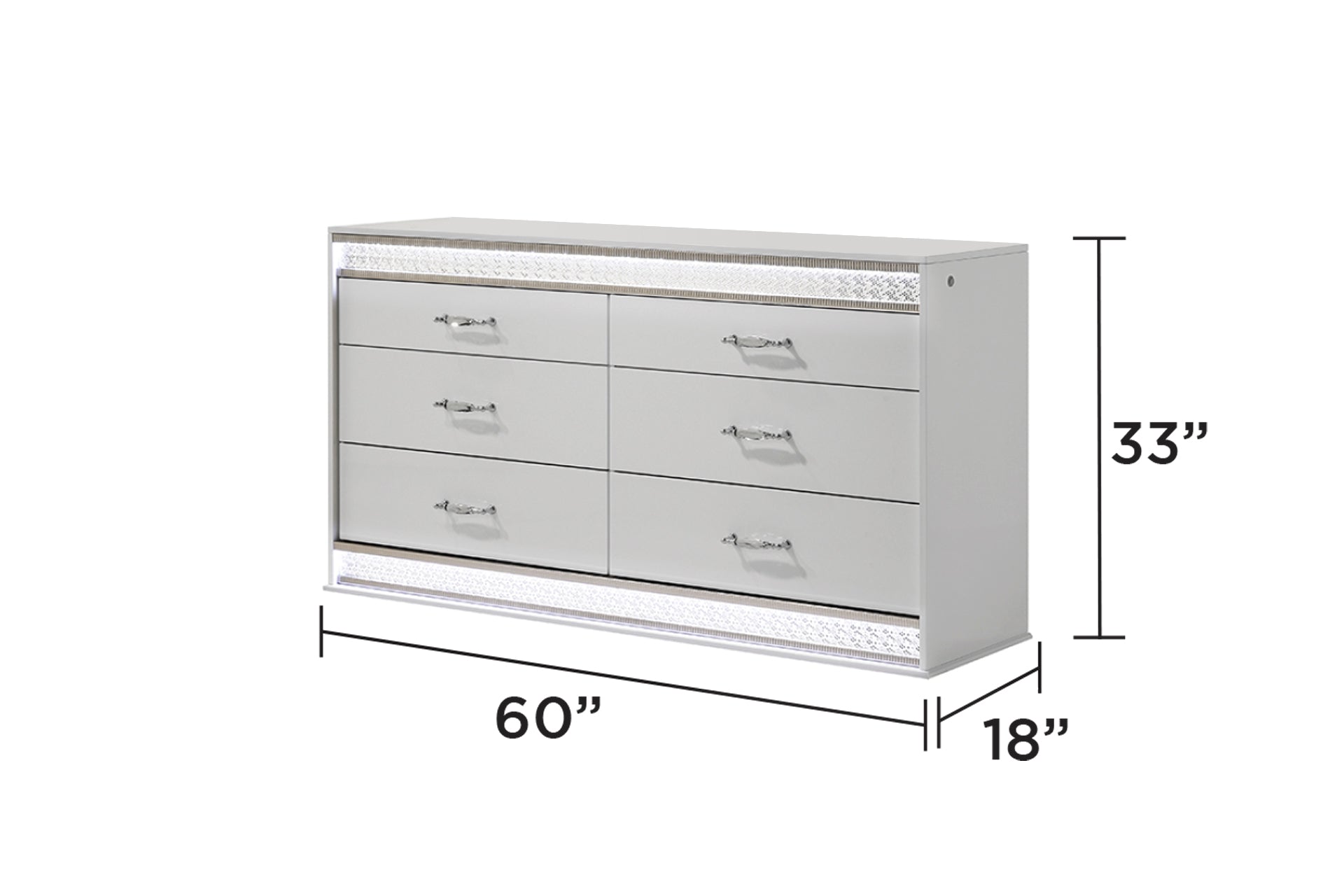 Glam Modern Style 6- Drawer Dresser Made with Wood in White (INCLUDES DRESSER ONLY)  same as B009P243212 (CA Inventory)