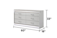 Glam Modern Style 6- Drawer Dresser Made with Wood in White (INCLUDES DRESSER ONLY)  same as B009P243212 (CA Inventory)
