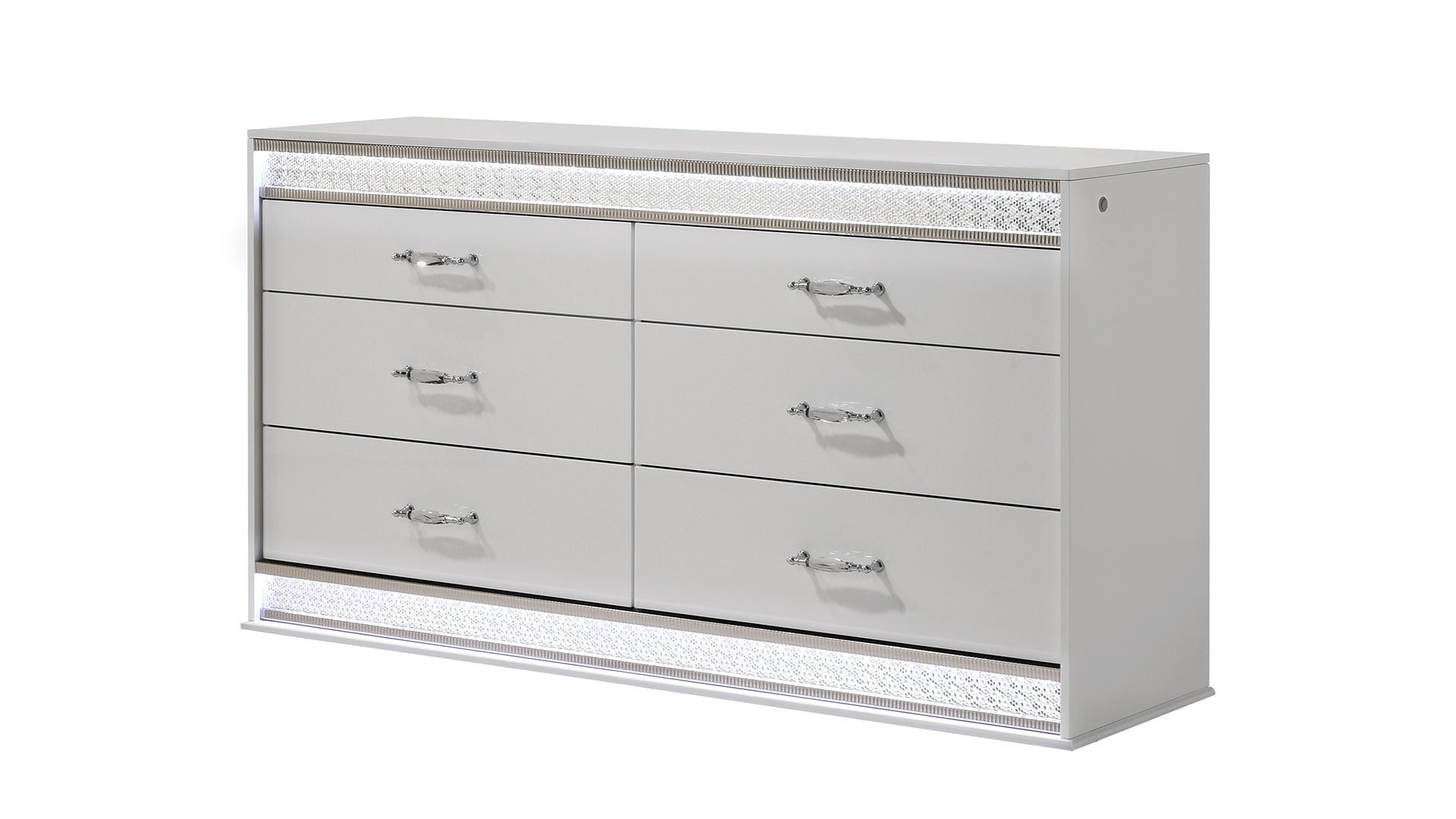 Glam Modern Style 6- Drawer Dresser Made with Wood in White (INCLUDES DRESSER ONLY)  same as B009P243212 (CA Inventory)