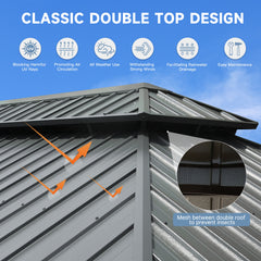 14' X 20' Hardtop Gazebo Outdoor Metal Gazebo Canopy with Galvanized Steel Double Roof, Aluminum Frame, Curtains and Netting for Patio, Deck, Garden, Grey