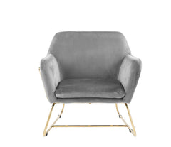 Kyra 29.5"W Gray Velvet Accent Chair with Metal Base