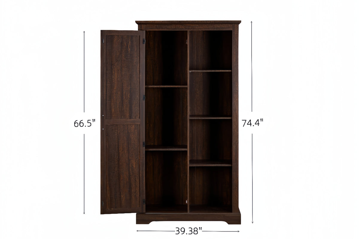 Tall Storage Cabinet Barn Door Storage Country Wood Rustic Farmhouse Pantry Cupboard Barn Door Kitchen Organizer Furniture Home Drawer Shelves L39.37''*W15.75''*H74.4''  Espresso