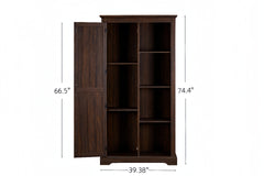 Tall Storage Cabinet Barn Door Storage Country Wood Rustic Farmhouse Pantry Cupboard Barn Door Kitchen Organizer Furniture Home Drawer Shelves L39.37''*W15.75''*H74.4''  Espresso