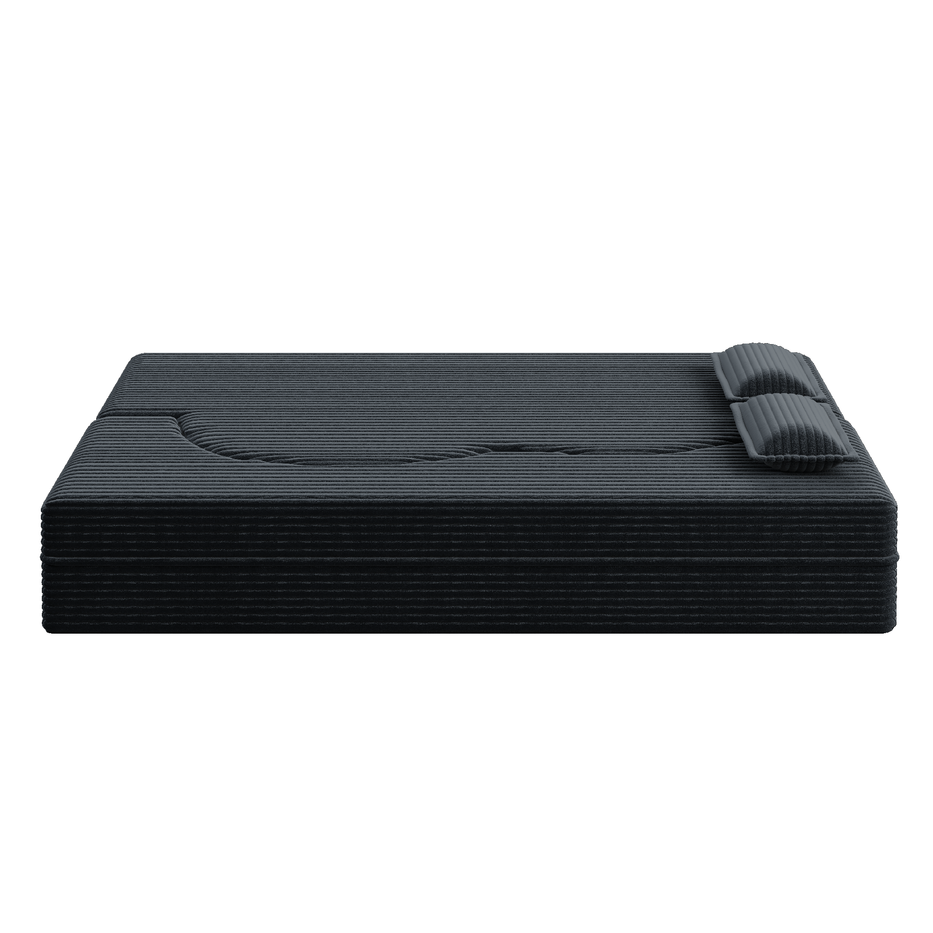 Modern Floor Sofa with 2 Pillows,Convertible Plush Corduroy Foam-Filled Sleeper Sofa Bed,15" Full Size Folding Mattress for Living Room,Guest Bed,no assembly required,Dark Grey