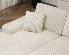 Convertible combination sofa, corduroy fabric, fluffy modern sleeper sofa chair, oversized combination living room double lounge chair,Beige