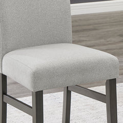 Selena 7-Piece 60" Rectangular Gray Faux Marble Top Dining Set with 6 Upholstered Chairs and Storage Shelf in Gray Finish